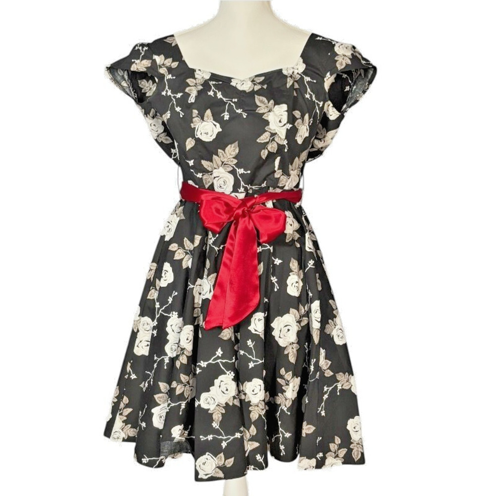 Hell Bunny Vixen Dress Size Small Short Sleeve Floral Pinup Whimsygoth Retro - Picture 10 of 11